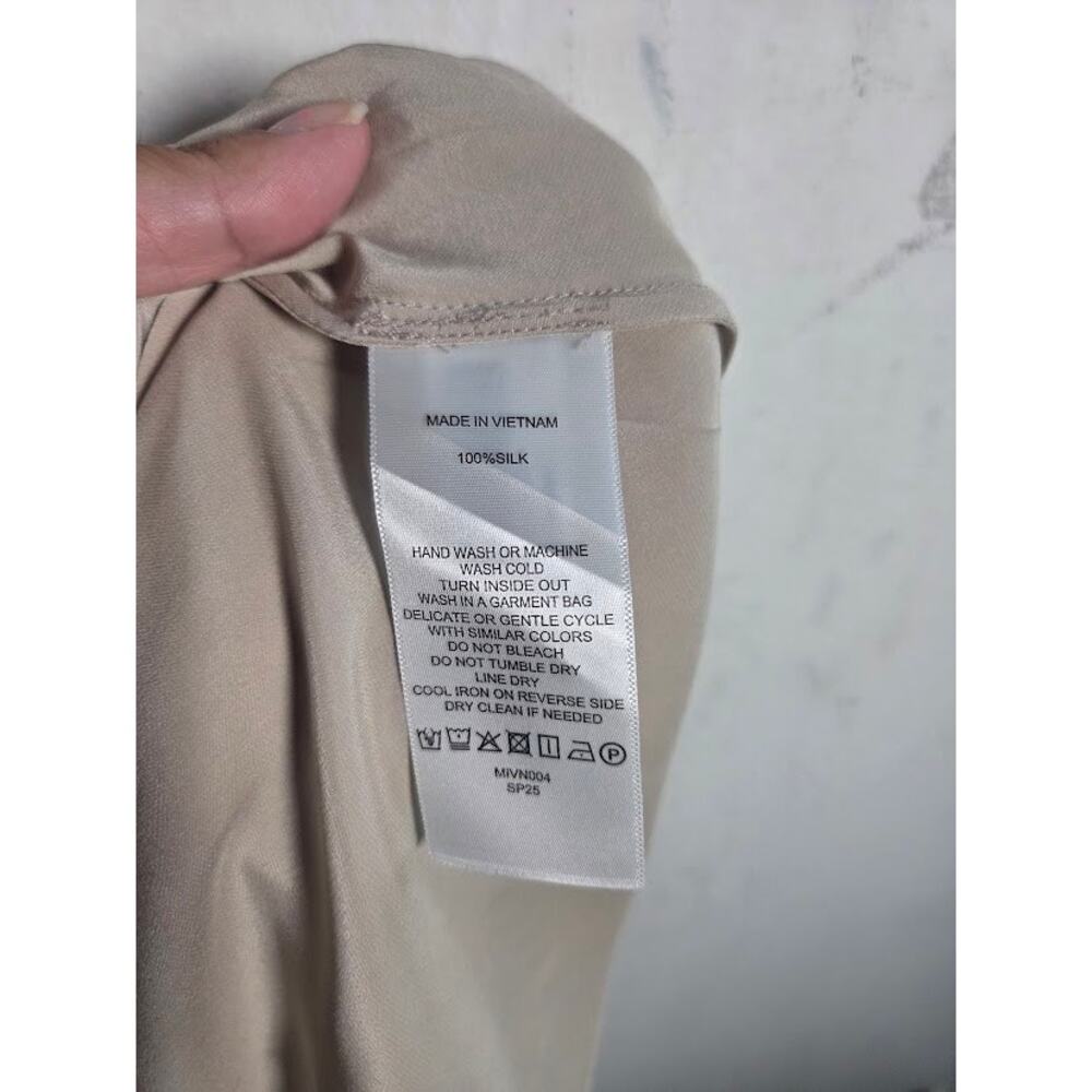 Quince Champagne Beige 100% Washable Silk Pull On Straight Skirt size Small - Picture 5 of 5
